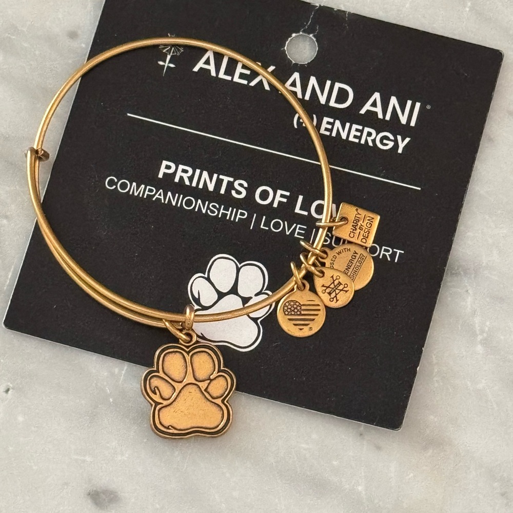 NWT Alex and Ani Gold “prints of love” Paw Print Bracelet